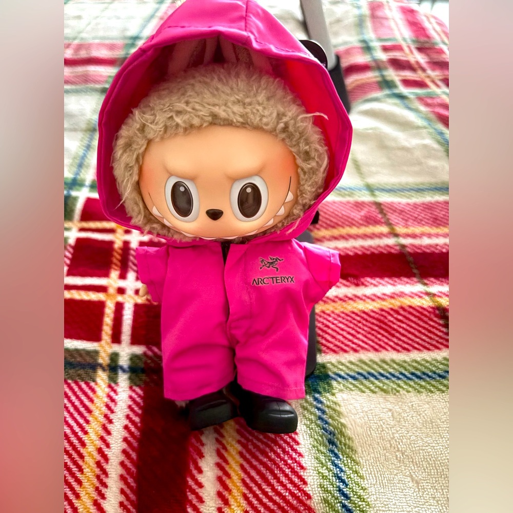 Labubu Arc'teryx Pink Hooded outfit with shoes